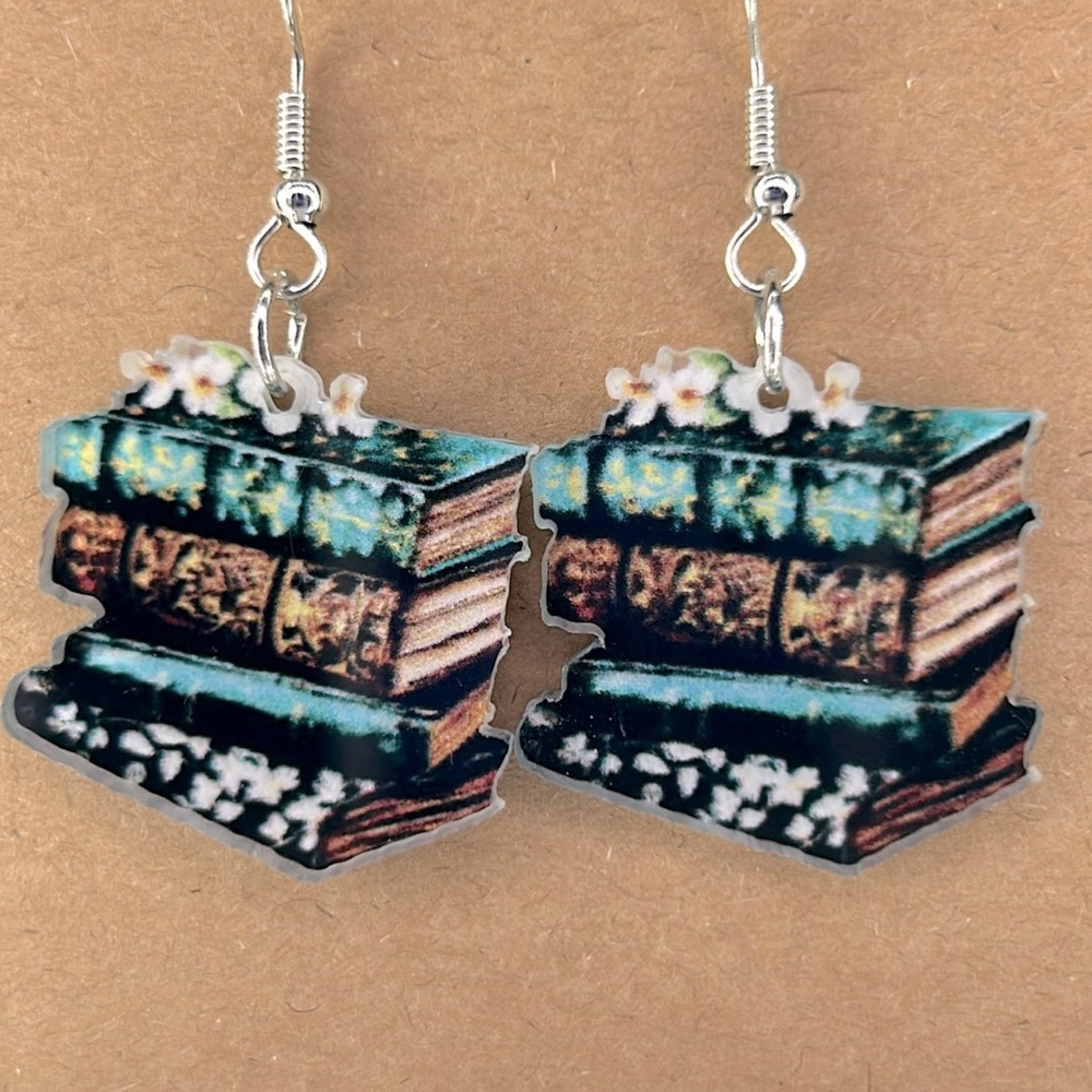 Books Dangle Earrings 2D Acrylic - Picture 3 of 3